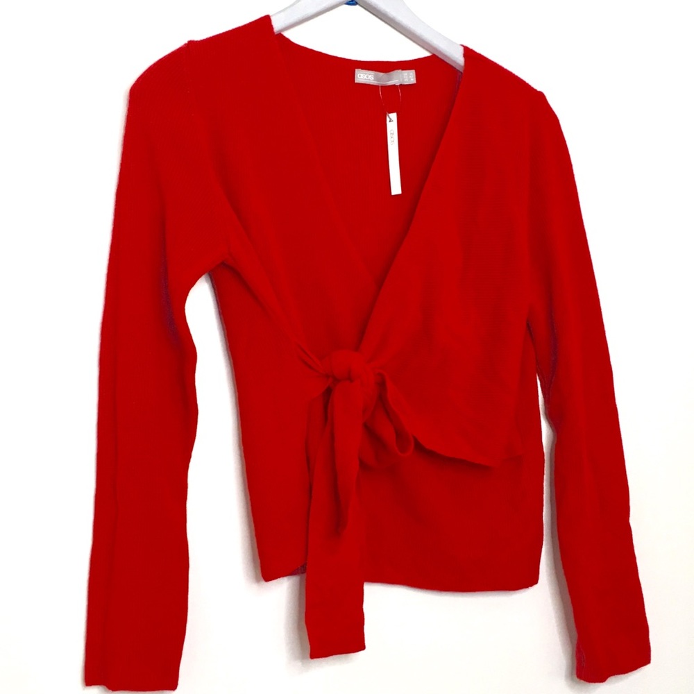 💋NWT ASOS red wrap sweater 💋 BOW wrap